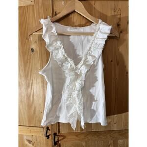 Anthropologie Pilcro Ruffled Sleeveless Tank Top Size M Cotton & Linen